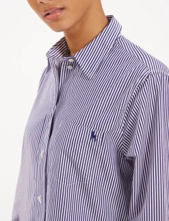Maureen navy/white striped shirt