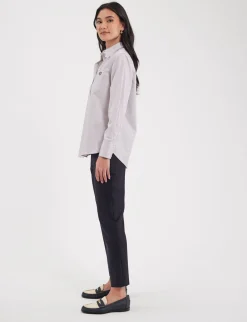 Maureen red and blue striped shirt