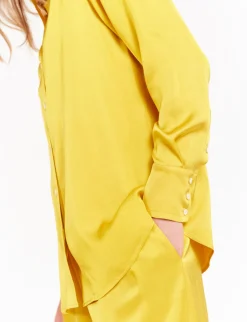 Maureen yellow buttercup satin shirt