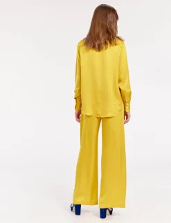 Maureen yellow buttercup satin shirt