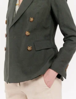 Maurice jacket in dark green linen