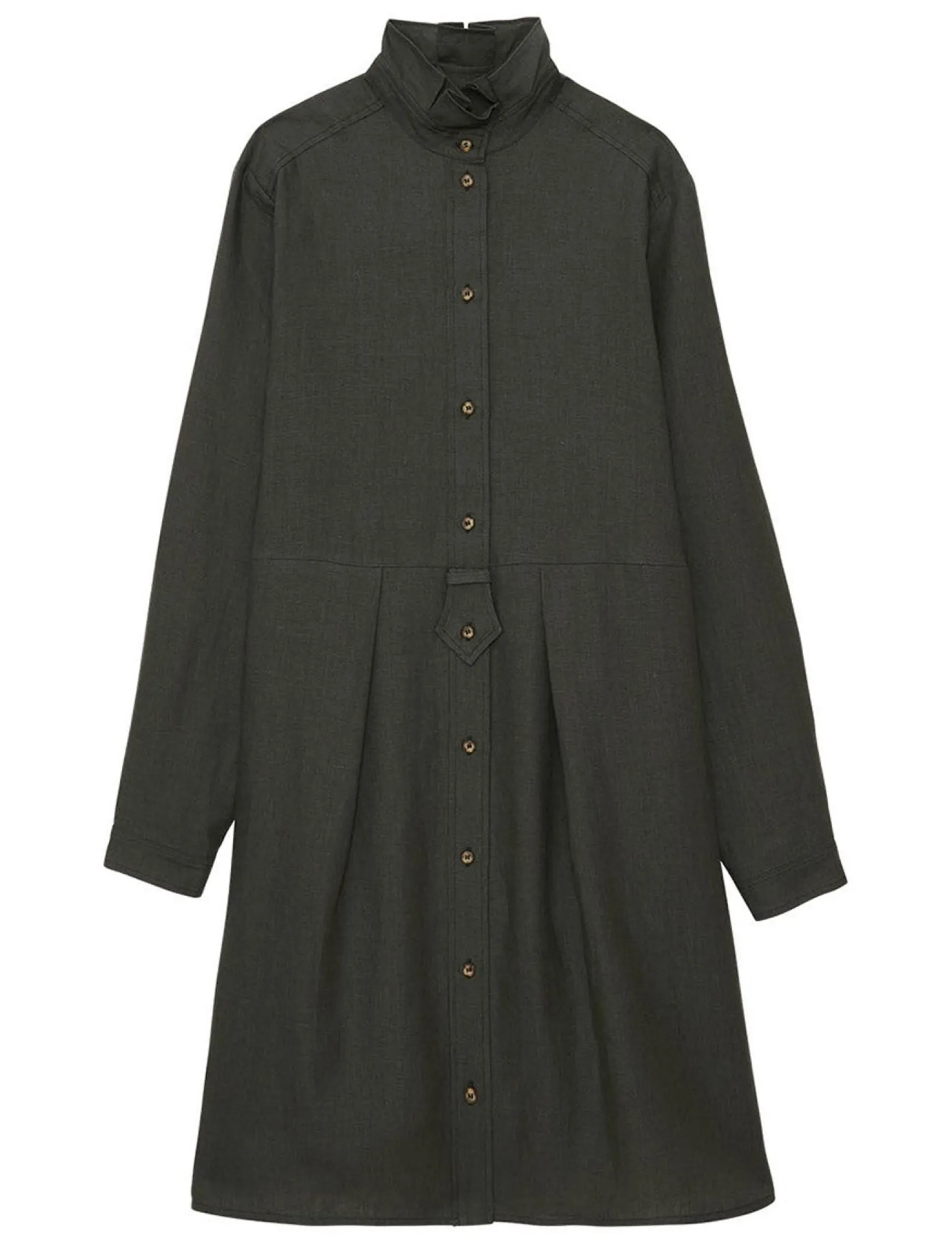 Monica dress in dark green linen