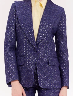 Navy blue embroidered dove jacket