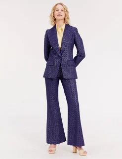 Navy blue embroidered dove jacket