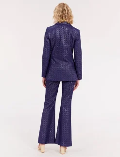 Navy blue embroidered dove jacket