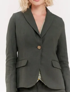 Nicoletta jacket in dark green linen