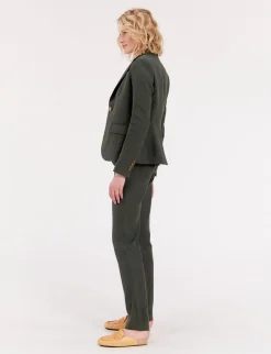 Nicoletta jacket in dark green linen