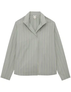 Noa almond green top with fine stripes