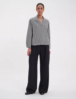 Noa black and white gingham check top