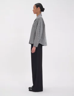 Noa black and white gingham check top