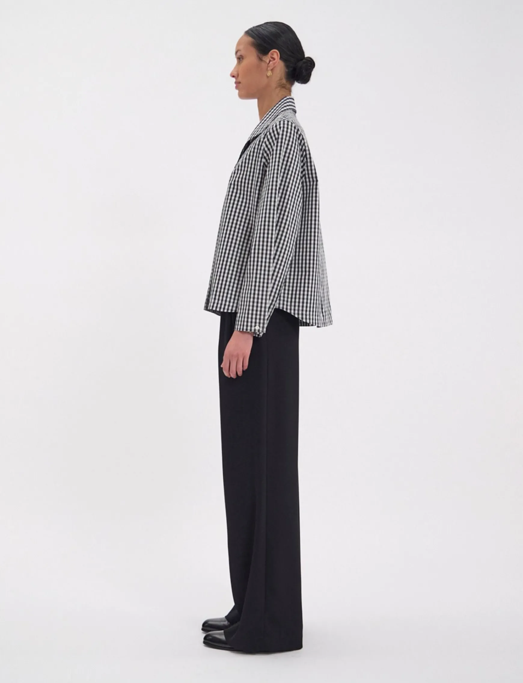 Noa black and white gingham check top