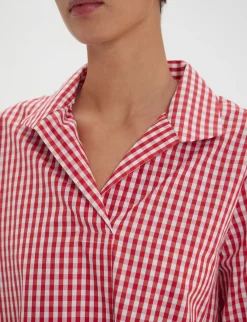 Noa red and white gingham check top