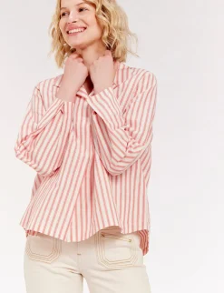 Noa red and white striped top