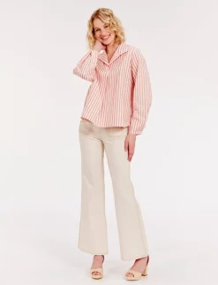 Noa red and white striped top