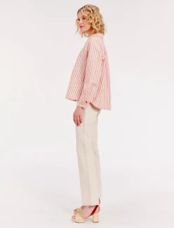 Noa red and white striped top