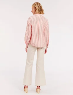 Noa red and white striped top