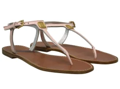 Nude leather flat sandals