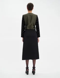 Ole bolero jacket in smooth black velvet with gold print