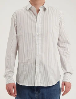 Olivier men's navy and white striped shirt