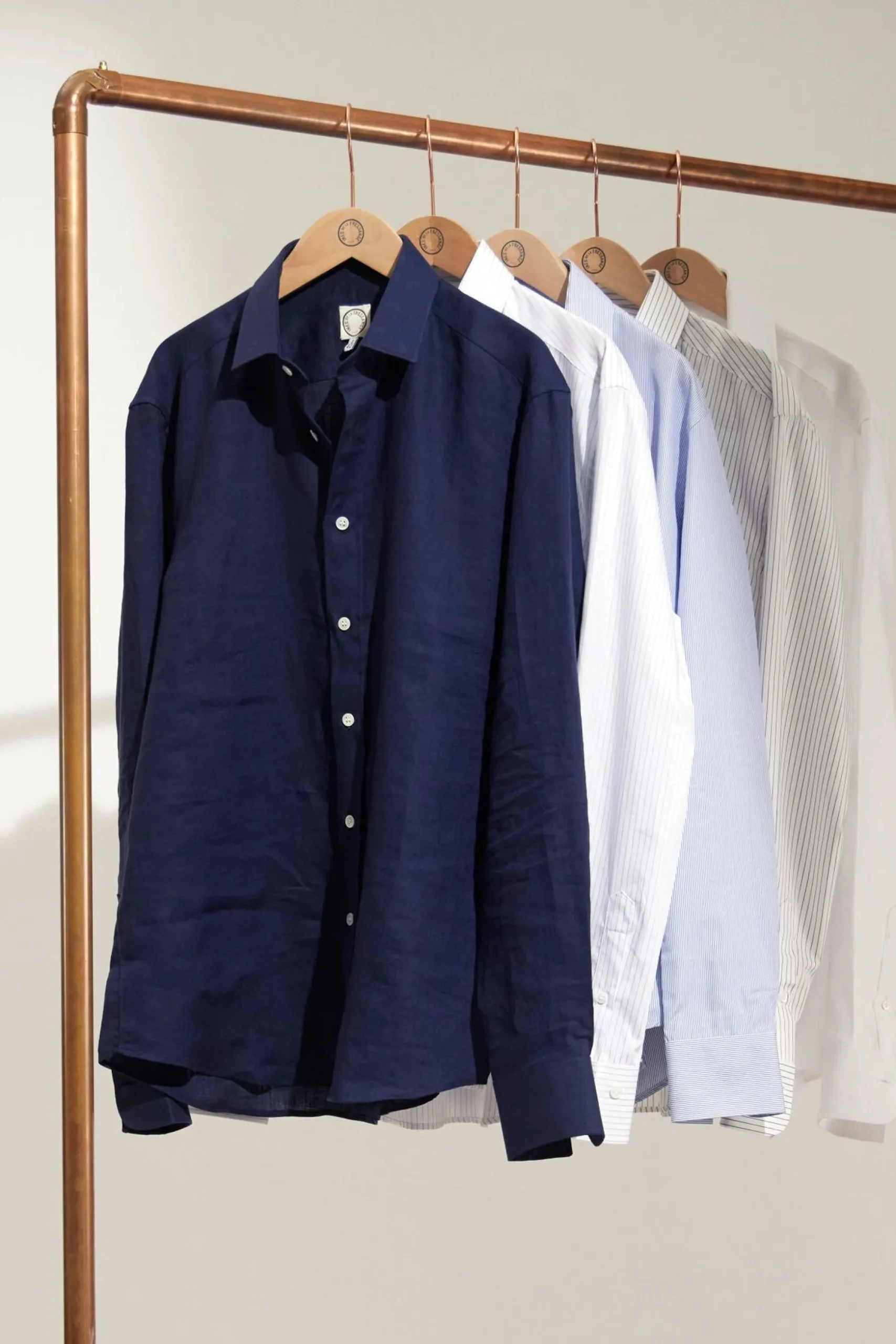 Olivier men's navy and white striped shirt