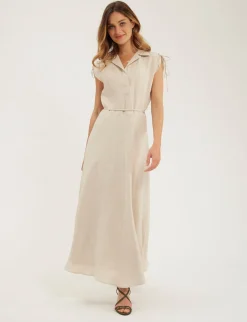 Purple dress in sandy linen