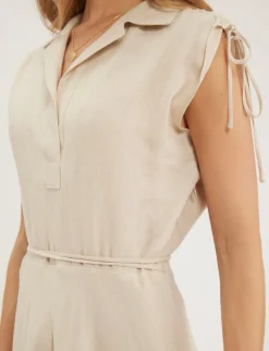 Purple dress in sandy linen