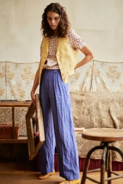 Robinson cardigan in lemon linen