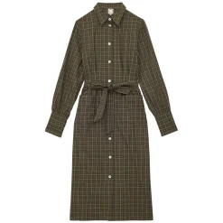 Rosabella khaki cotton check dress