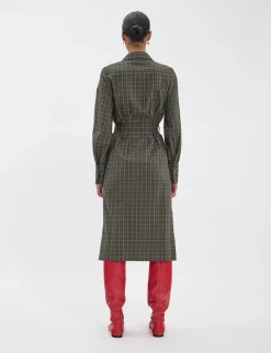 Rosabella khaki cotton check dress