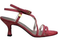 Théa cross-strap sandal in coral suede leather