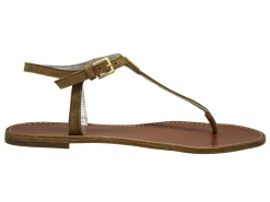 Tobacco leather flat sandals