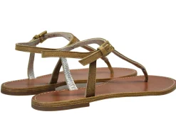 Tobacco leather flat sandals