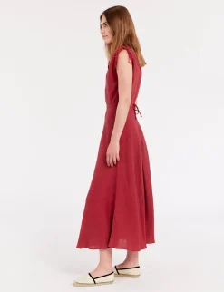 Violine dress in raspberry linen